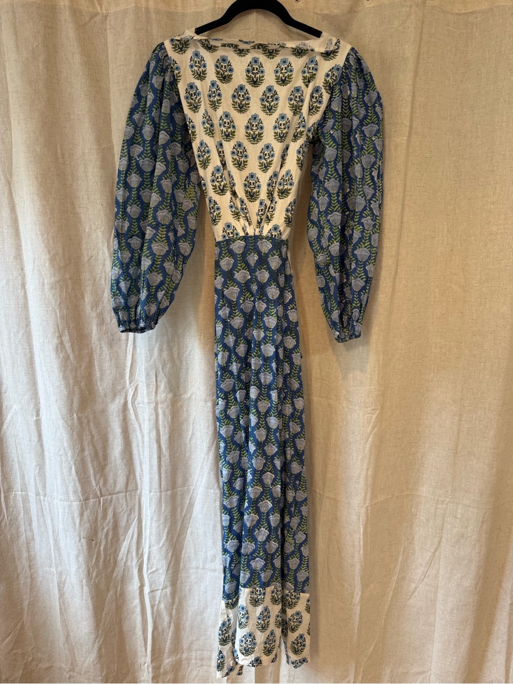 Blue Floral Prairie Maxi Dress with Cream Yoke